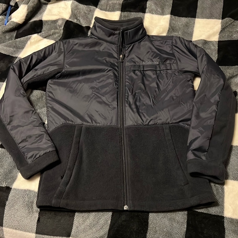 Columbia Fleece/Polyester Jacket size Large (14/16) gray / black